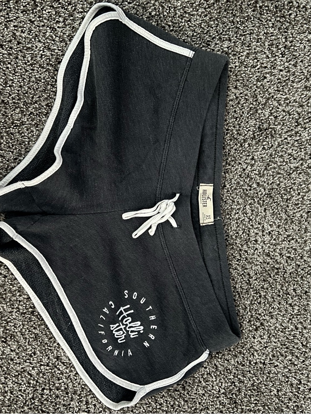 Hollister Black Knit Shorts with White Trim and Logo